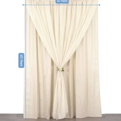 Beige Double Sheer Backdrop Drape – 10ft Height x 10ft Wide Chiffon & Polyester Dual Layer Event Divider Curtain with Rod Pockets
