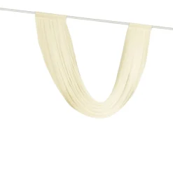 Beige Sheer Chiffon Valance Curtain – Curved Backdrop Swag Topper with Rod Pocket (4ft Wide x 4ft, 5ft, 6ft Height Options)