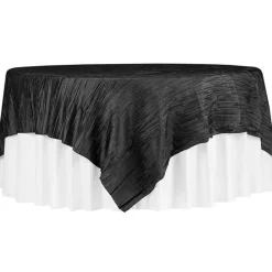 Black Accordion Crushed Taffeta - Square / Round / Rectangular Table Topper/Overlay