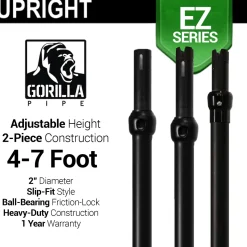 Black Anodized EZ Series - 2-Piece Adjustable Upright w/Slip-Lock (4ft-7ft)