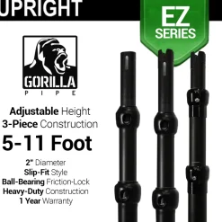 Black Anodized EZ Series - 3-Piece Adjustable Upright w/Slip-Lock (5ft-11ft)