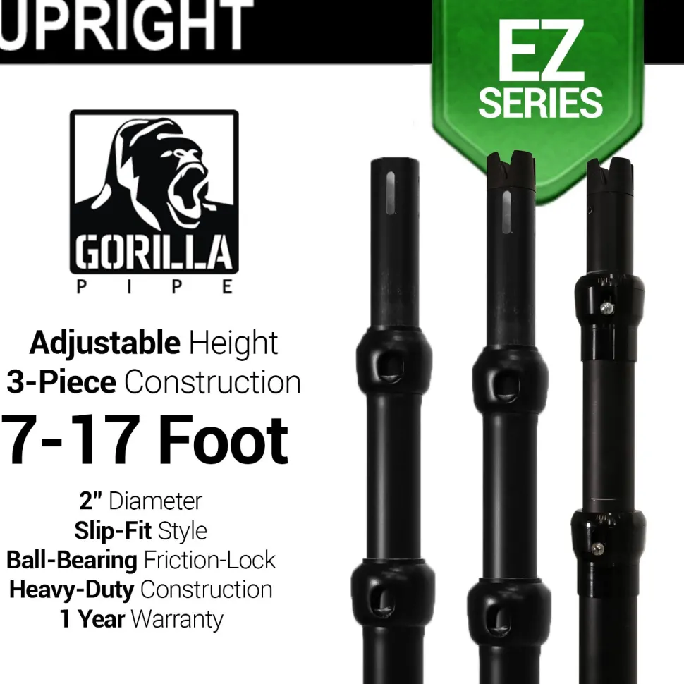 Black Anodized EZ Series - 3-Piece Adjustable Upright w/Slip-Lock (7ft-17ft)
