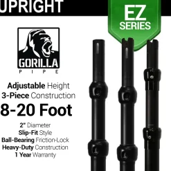 Black Anodized EZ Series - 3-Piece Adjustable Upright w/Slip-Lock (8ft-20ft)