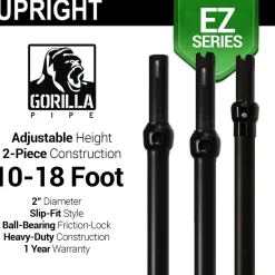 Black Anodized EZ Series - 2-Piece Adjustable Upright w/Slip-Lock (10ft-18ft)