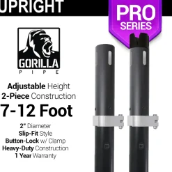 Black Anodized Pro Series - 7-12ft Telescoping 2" Upright