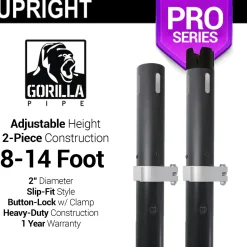 Black Anodized Pro Series - 8-14ft Telescoping 2" Upright