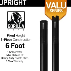 Black Anodized Valu Series - 6ft 1.5" Fixed Upright