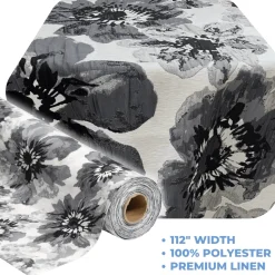 Black Botanica by the Yard - 112" Width