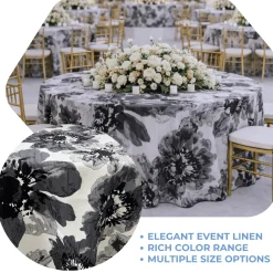 Black Botanica Jacquard Tablecloth - Multiple Size Options