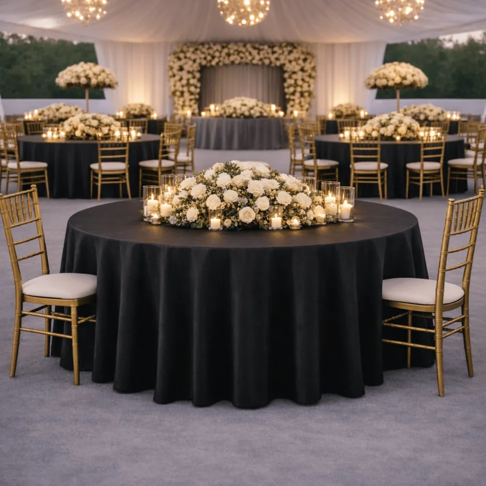 Black La Petite France Jacquard Tablecloth - Multiple Size Options