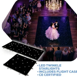 Black LED Starlight Dance Floor Kit - 8ft x 8ft (includes Flight Case)