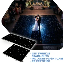 Black LED Starlight Dance Floor Kit - 16ft x 16ft (includes Flight Case)