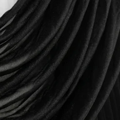Black Sheer Chiffon Valance Curtain – Curved Backdrop Swag Topper with Rod Pocket (4ft Wide x 4ft, 5ft, 6ft Height Options)