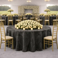 Black Sombra Jacquard Tablecloth - Multiple Size Options