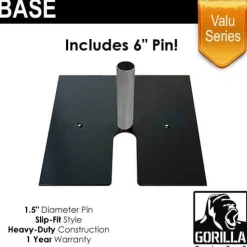 Black Valu Series - 24in x 24in Standard Duty Base with 6" x 1.5" Pin (Up to 18ft)