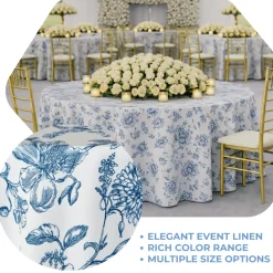 Blue Flores Jacquard Tablecloth - Multiple Size Options