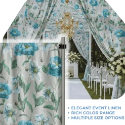 Blue Livia Curtain Panel w/ 4" Rod Pocket - 114" Wide - Many Size Options