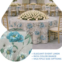 Blue Livia Jacquard Tablecloth - Multiple Size Options