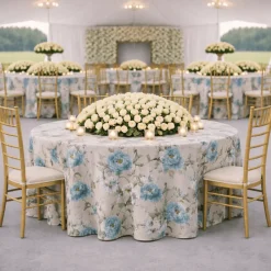Blue Livia Jacquard Tablecloth - Multiple Size Options