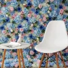 Blues & Pink Mixed Florals - Curtain Style Floral Wall - Easy Install! Select Size