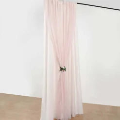 Blush Double Sheer Backdrop Drape – 10ft Height x 10ft Wide Chiffon & Polyester Dual Layer Event Divider Curtain with Rod Pockets