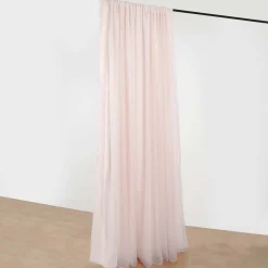 Blush Double Sheer Backdrop Drape – 10ft Height x 10ft Wide Chiffon & Polyester Dual Layer Event Divider Curtain with Rod Pockets