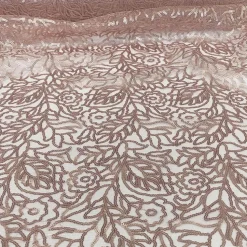Blush - Fancy Leaf Sequin Overlay by Eastern Mills - Many Size Options