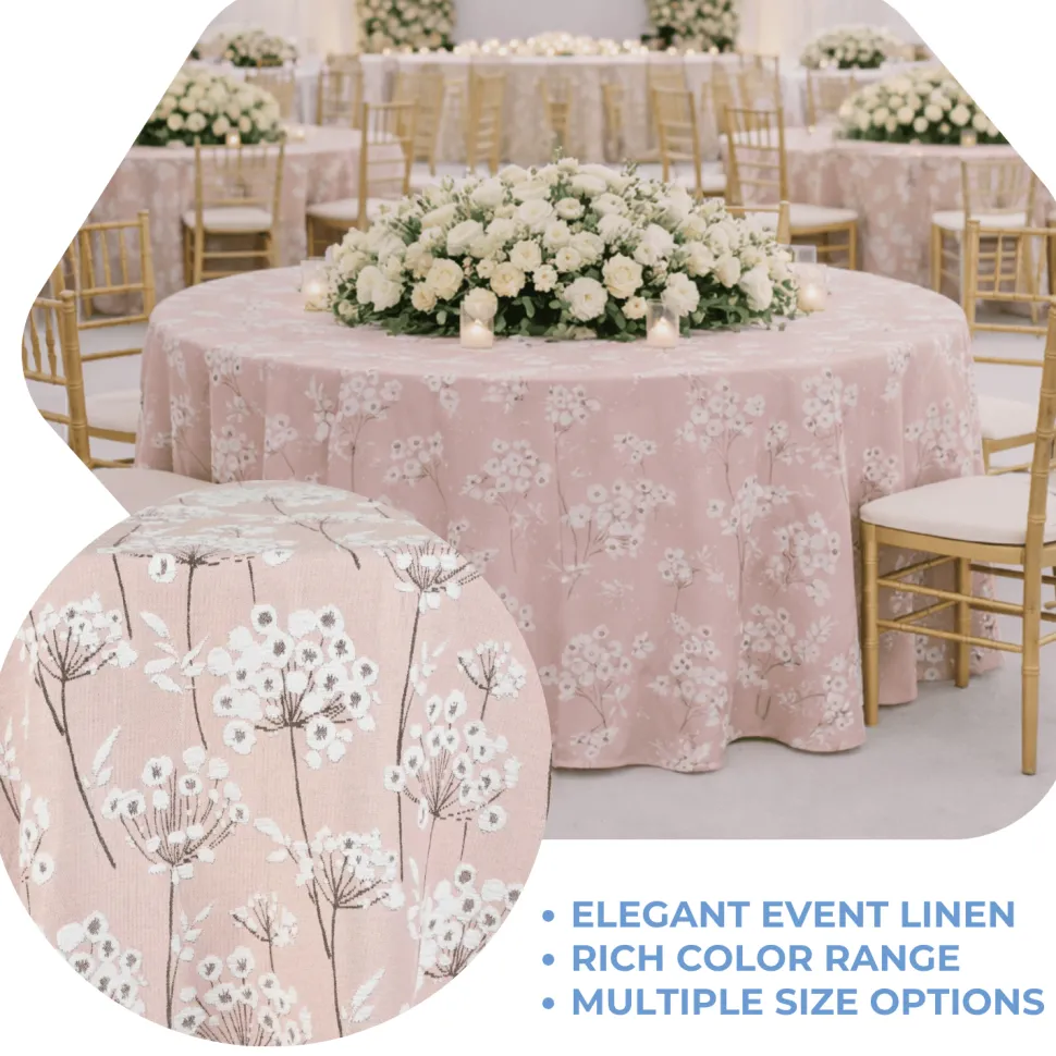 Blush Lindos Jacquard Tablecloth - Multiple Size Options