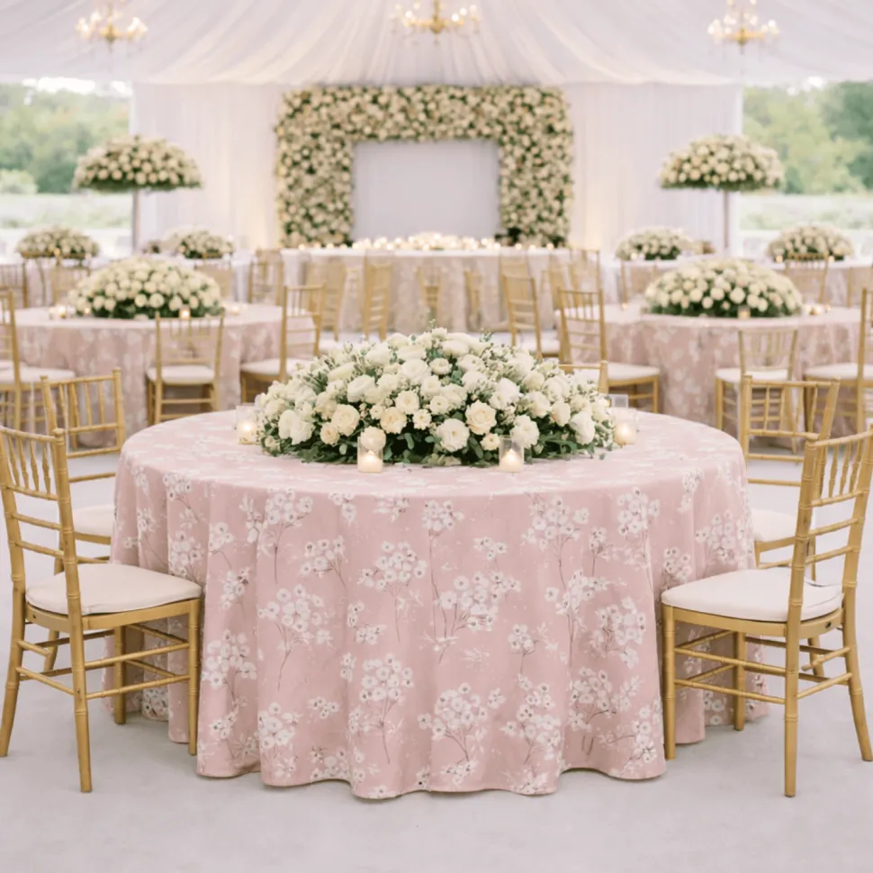 Blush Lindos Jacquard Tablecloth - Multiple Size Options