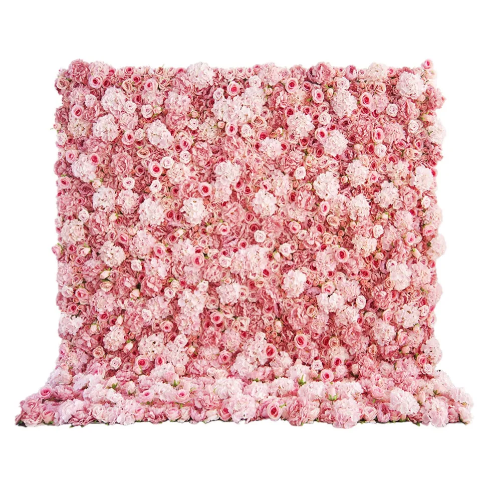 Blush Mixed Floral Wall - Curtain Style - Easy Install! Select Size