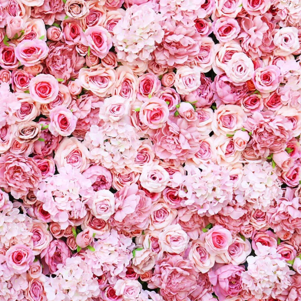 Blush Mixed Floral Wall - Curtain Style - Easy Install! Select Size