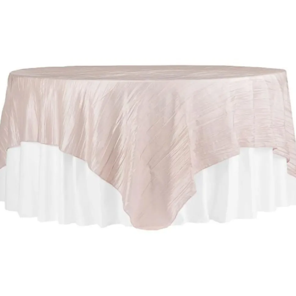 Blush/Rose Gold Accordion Crushed Taffeta - Square / Round / Rectangular Table Topper/Overlay