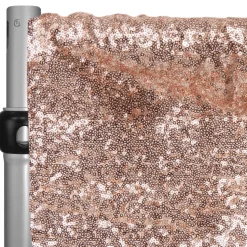 Blush/Rose Gold Sequin Backdrop Curtain w/ 4" Rod Pocket by Eastern Mills - 12ft Long x 4.5ft Wide