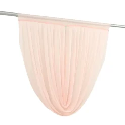 Blush Sheer Chiffon Valance Curtain – Curved Backdrop Swag Topper with Rod Pocket (4ft Wide x 4ft, 5ft, 6ft Height Options)