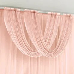 Blush Sheer Chiffon Valance Curtain – Curved Backdrop Swag Topper with Rod Pocket (4ft Wide x 4ft, 5ft, 6ft Height Options)