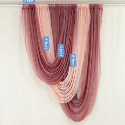 Blush Sheer Chiffon Valance Curtain – Curved Backdrop Swag Topper with Rod Pocket (4ft Wide x 4ft, 5ft, 6ft Height Options)