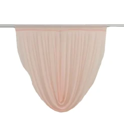 Blush Sheer Chiffon Valance Curtain – Curved Backdrop Swag Topper with Rod Pocket (4ft Wide x 4ft, 5ft, 6ft Height Options)