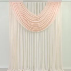 Blush Sheer Chiffon Valance Curtain – Curved Backdrop Swag Topper with Rod Pocket (4ft Wide x 4ft, 5ft, 6ft Height Options)