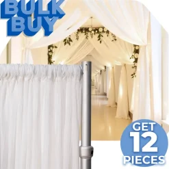 Bulk Buy - 10 Pieces - *FR* Crushed Sheer Voile Curtain Panel by Eastern Mills w/ 4" Pockets - 10ft Wide - White