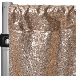 Champagne Sequin Backdrop Curtain w/ 4" Rod Pocket by Eastern Mills - 10ft Long x 4.5ft Wide
