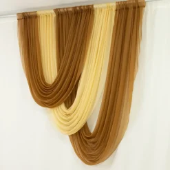Champagne Sheer Chiffon Valance Curtain – Curved Backdrop Swag Topper with Rod Pocket (4ft Wide x 4ft, 5ft, 6ft Height Options)