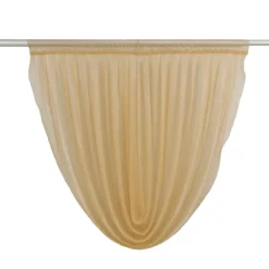 Champagne Sheer Chiffon Valance Curtain – Curved Backdrop Swag Topper with Rod Pocket (4ft Wide x 4ft, 5ft, 6ft Height Options)