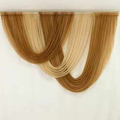 Champagne Sheer Chiffon Valance Curtain – Curved Backdrop Swag Topper with Rod Pocket (4ft Wide x 4ft, 5ft, 6ft Height Options)