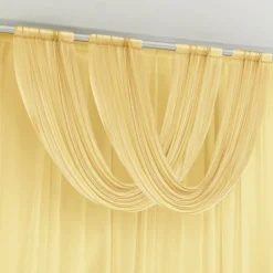 Champagne Sheer Chiffon Valance Curtain – Curved Backdrop Swag Topper with Rod Pocket (4ft Wide x 4ft, 5ft, 6ft Height Options)