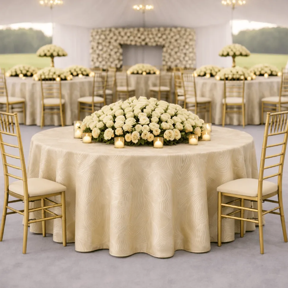 Champagne Sombra Jacquard Tablecloth - Multiple Size Options
