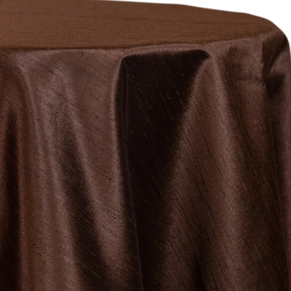 Coffee - Shantung Satin “Capri” Tablecloth - Many Size Options