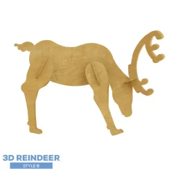 Collapsible 3D Wood Reindeer - Style B
