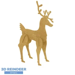Collapsible 3D Wood Reindeer - Style C