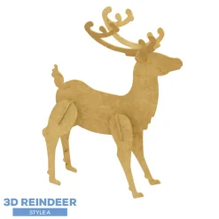 Collapsible 3D Wood Reindeer - Style A