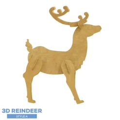 Collapsible 3D Wood Reindeer - Style A